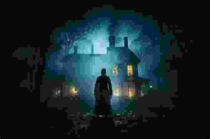 An Illustration Of A Shadowy Figure Lurking In Front Of A Dilapidated, Haunted Mansion, Its Windows Glowing With An Eerie Light. 5 Minute Halloween Stories: 4 Stories In 1 (5 Minute Stories)