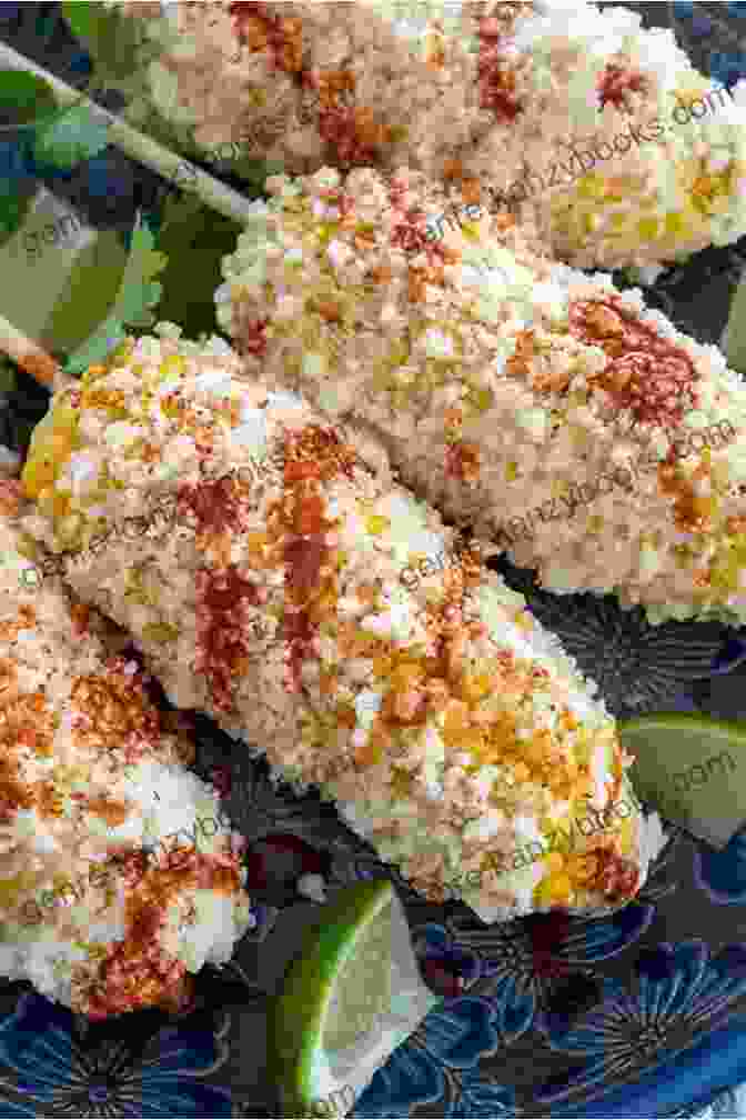 Elote, Mexican Street Food Consisting Of Grilled Corn On The Cob Covered In Mayonnaise, Cotija Cheese, Chili Powder, And Lime Juice Mexican Food: Side Dishes And Soups